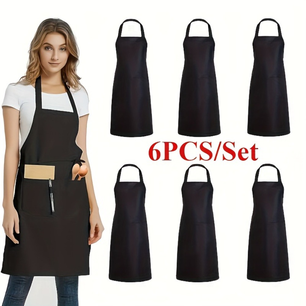 Kitchen Appliances Hobart - Juego de 6 Delantales Negros de